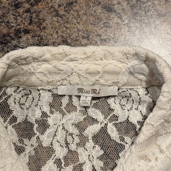 Miss Me Top Cottage Lace Sleeveless Coquette Romantic Floral Button Ivory Small - Picture 2 of 4